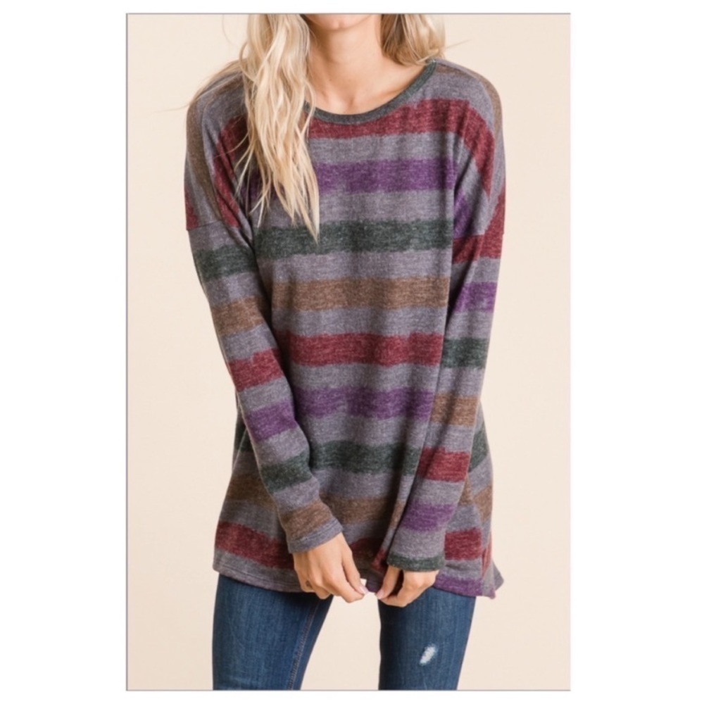 Charcoal color block, long sleeve  women’s top